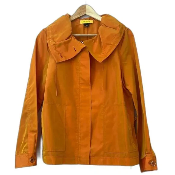 St John Jacket Coat Windbreaker Orange Medium Iridescent Maximalism Full Zip - Picture 3 of 9